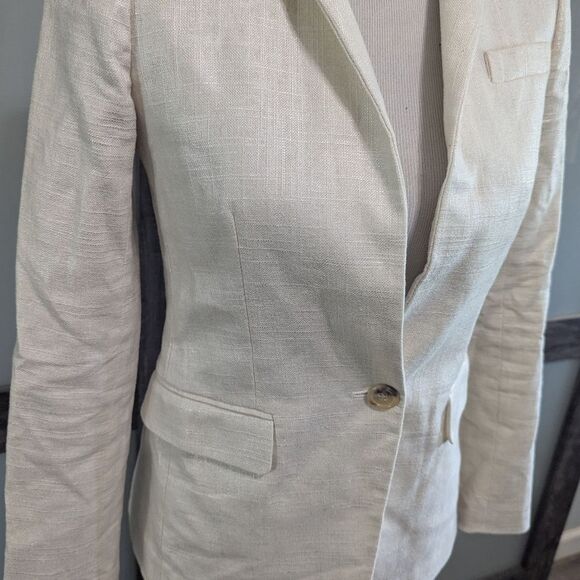 J. Crew Regent Blazer Metallic  Linen Blend Size 0 - Picture 2 of 11